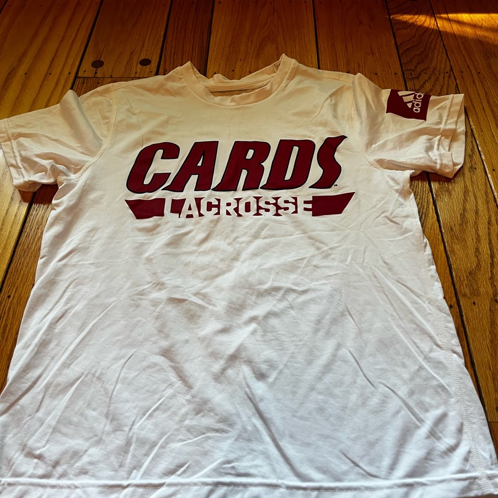 Adidas White and Red Louisville cardinals Lacrosse Tee size small